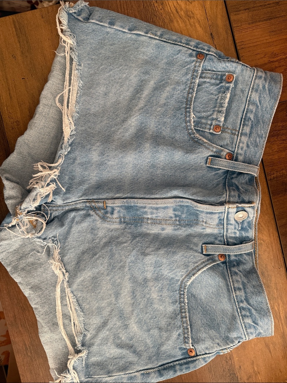 Levi's Light Blue Distressed Denim Shorts